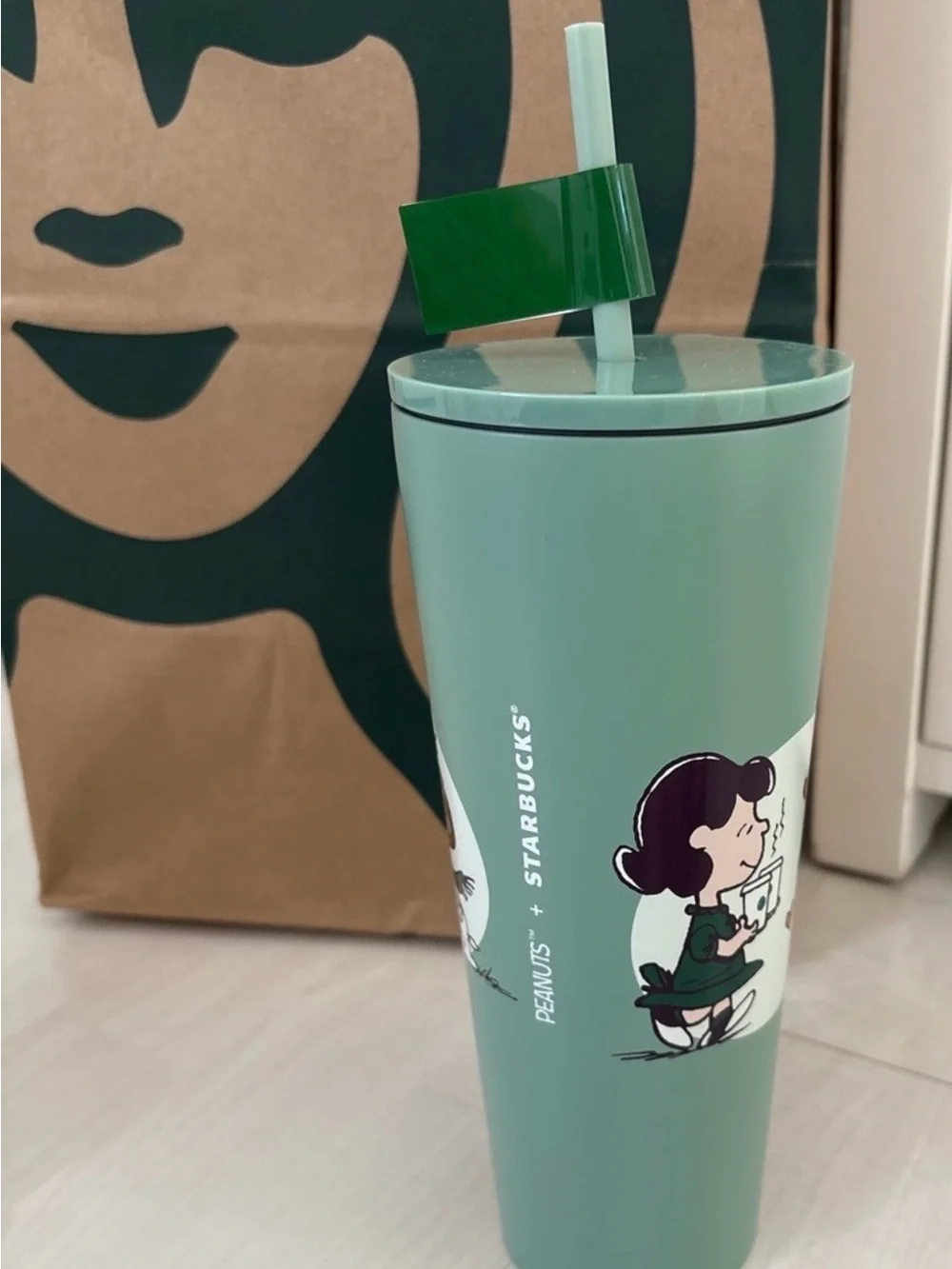 Starbucks x Peanuts Mint Green Reusable Tumbler with Straw
